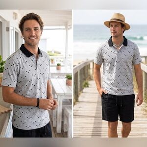Molokai Surf Co Geometric Triangle Polo Heather Gray Surf Skater Chill Vibe XL